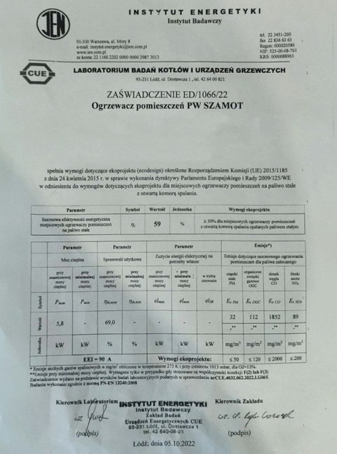 Piec Piecyk SZAMOTOWY Koza ARES - ATEST