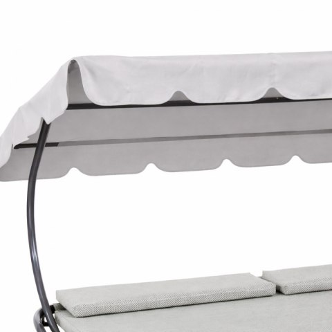 Leżak ogrodowy, leżanka dwuosobowa z baldachimem szary 200x173x155cm LE02