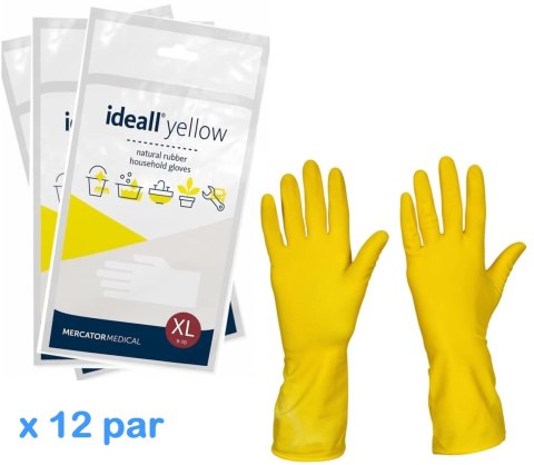 Rękawice Gospodarcze Lateksowe / Żółte / Ideall Yellow - 12 par (S 6-7)