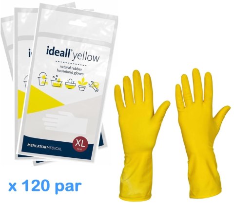 Rękawice Gospodarcze Lateksowe / Żółte / Ideall Yellow - 120 par (S 6-7)
