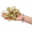 Poinsecja złota brokatowa gwiazda betlejemska kwiat na choinkę do stroika