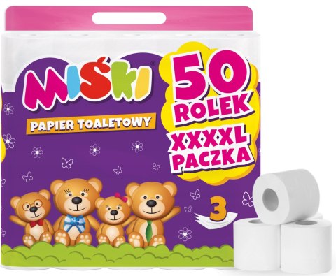 Papier toaletowy 50R MIŚKI 3W - 100 Rolek