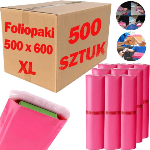 Foliopaki Kurierskie Różowe XL 500x600mm - 500 szt.