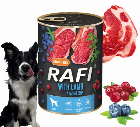 Karma Mokra Dla Psów RAFI z Jagnięciną, Borówką i Żurawiną 400g - 6 szt.