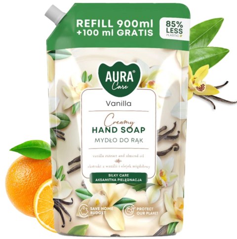 AURA Care Mydło Do Rąk Kremowe Wanilia 1000 ml Uzupełniające AHS-002-003