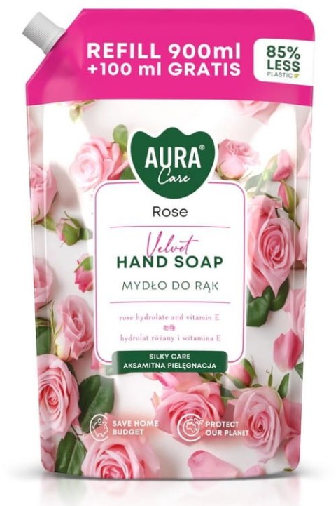 AURA Care Mydło Do Rąk Nawilżające Róża 1000 ml Uzupełniające AHS-002-001