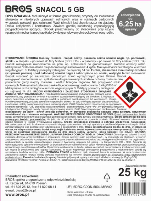 BROS - Snacol 5GB zwalcza ślimaki 25kg - Profesjonalny
