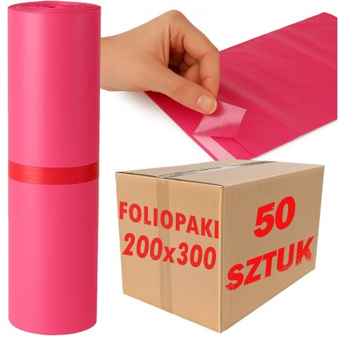 Foliopaki Kurierskie Różowe 200x300mm - 50 szt.