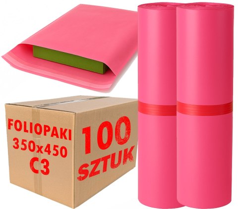 Foliopaki Kurierskie Różowe C3 350x450mm - 100 szt.