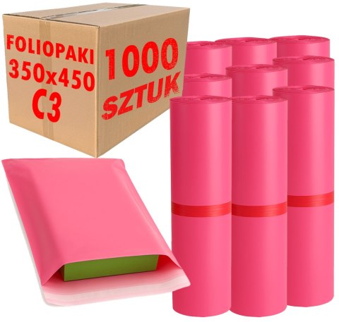 Foliopaki Kurierskie Różowe C3 350x450mm - 1000 szt.