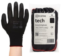 Rękawice Robocze MERCATOR Tech Black+Black PU - 12 Par (7 - S)