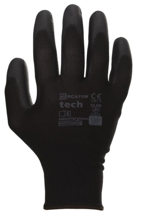 Rękawice Robocze MERCATOR Tech Black+Black PU - 120 Par (9 - L)