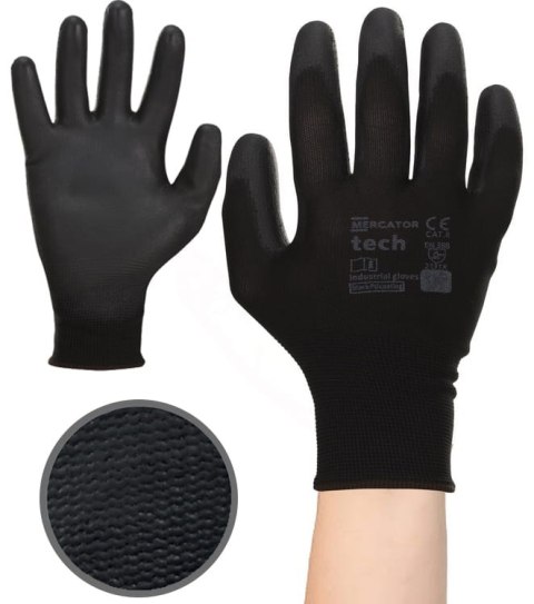 Rękawice Robocze MERCATOR Tech Black+Black PU - 240 Par (9 - L)