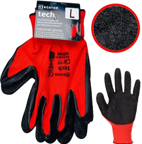Rękawice Robocze MERCATOR Tech Red+Black Latex - 1 Para (8 - M)