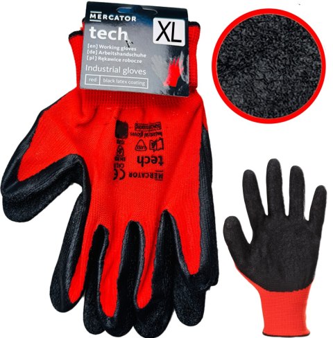 Rękawice Robocze MERCATOR Tech Red+Black Latex - 1 Para (8 - M)