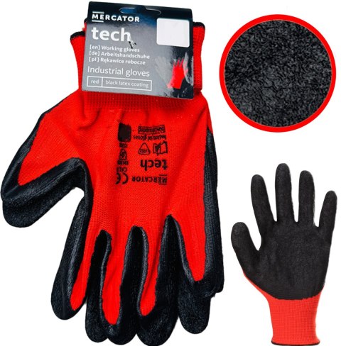 Rękawice Robocze MERCATOR Tech Red+Black Latex - 1 Para (9 - L)