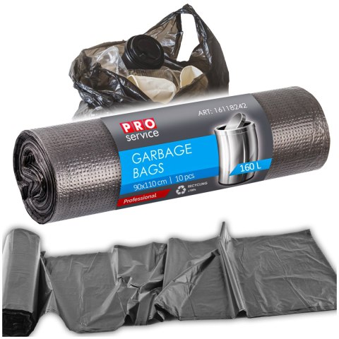 Worki Na Śmieci PRO 90x110 Czarne LD 160L 10 szt.