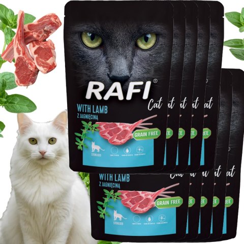 RAFI Karma Mokra Pasztet Dla Kotów Sterylizowanych z Jagnięciną 100g x 10 szt.