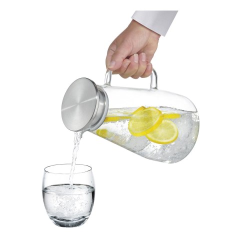 Dzbanek, szkło borokrzemowe/stal nierdzewna, 1,6 l, śred. 12,5 x 22,5 cm