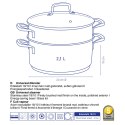 Garnek z wkładem do gotowania na parze, stal nierdzewna/szkło, 2,4 l, śred. 20 x 15 cm