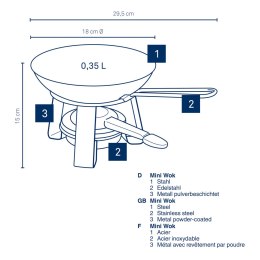 Mini-wok z podgrzewaczem, stal, śred. 18 cm