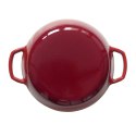 Żeliwna patelnia do serwowania ze szklaną pokrywą, czerwona, śred. 28 cm, 3,8 l