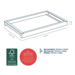 Taca do serwowania, bambus/metal, 43 x 27 x 4 cm
