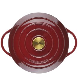 Garnek do zapiekania, emaliowane żeliwo, 4,2 l, śred. 24 x 11,5 cm, ciemnoczerwony/mosiądzowy