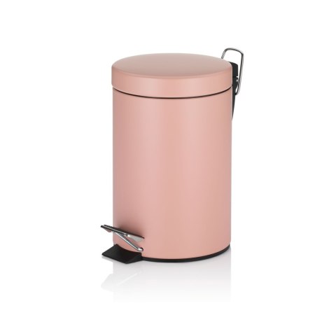 Łazienkowy kosz na śmieci, metal matowy, śred.17 cm, wys. 26 cm, 3,0 l, różowy