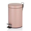 Łazienkowy kosz na śmieci, metal matowy, śred.17 cm, wys. 26 cm, 3,0 l, różowy