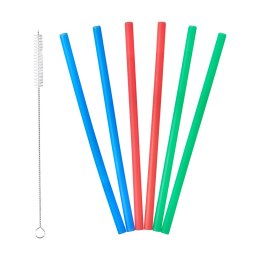 Silikonowe słomki do napojów, 6 szt., 20 cm