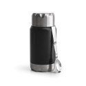 Termos obiadowy ze składaną łyżką Mark, stal nierdzewna/miedź, 0,6 l, śred. 9 x 20 cm, czarny