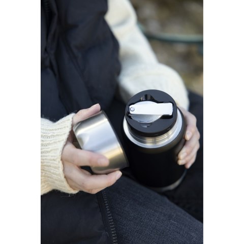 Termos obiadowy ze składaną łyżką Mark, stal nierdzewna/miedź, 0,6 l, śred. 9 x 20 cm, czarny