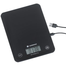 Elektroniczna waga kuchenna, ładowana przez USB, 21,5 x 16 cm, czarna