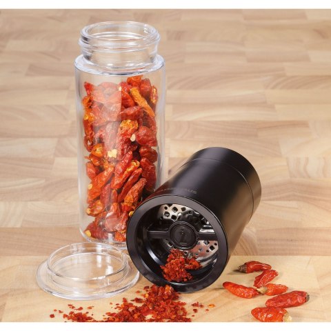 Młynek do chili, śred. 5,5 x 17 cm, stal nierdzewna/szkło, czarny