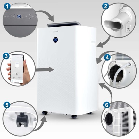 Klimatyzator przenośny 14000 BTU osuszacz grzanie WiFi 37l/24h Berdsen BD-584