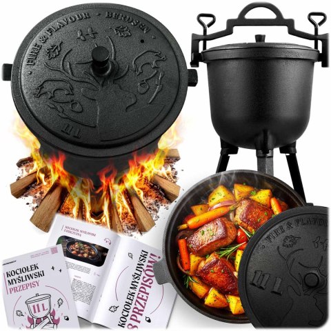 Kociołek żeliwny 11l garnek myśliwski pieczonki na ognisko grill BD-482 348210