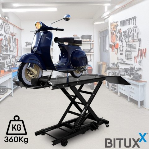 Hydrauliczny podnośnik nożycowy do motocykli 360 kg - czarny