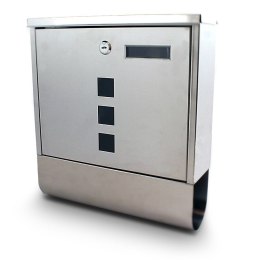 NAŚCIENNA SKRZYNKA POCZTOWA NA LISTY ZE STALI INOX Z GAZETNIKIEM