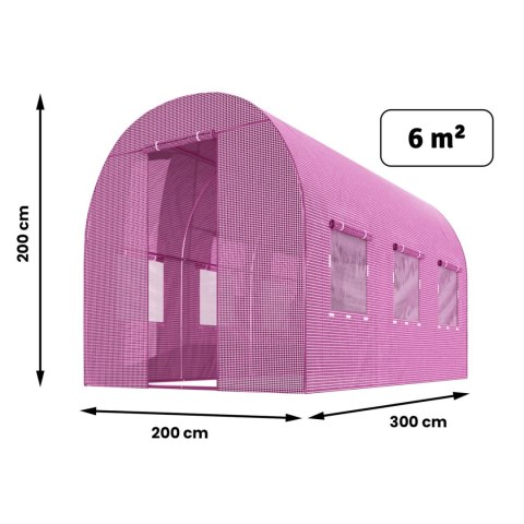 Tunel ogrodowy 2 x 3 m (6m2) różowy Plonos