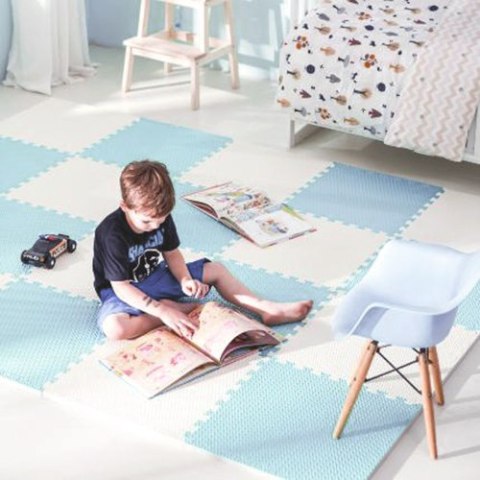 Duża mata piankowa puzzle Ricokids 60x60 cm 4 szt. niebiesko-biała