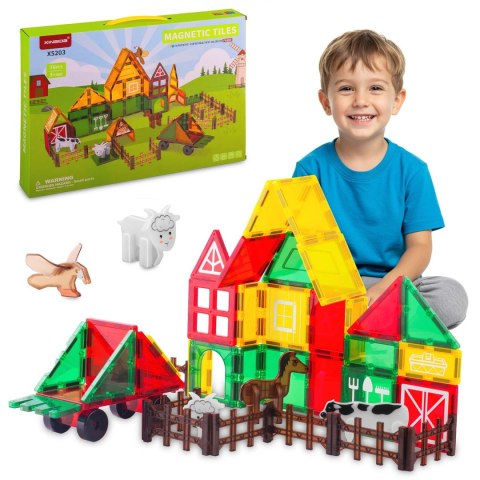 Klocki magnetyczne edukacyjne konstrukcyjne farma zwierząt RK-781 Ricokids