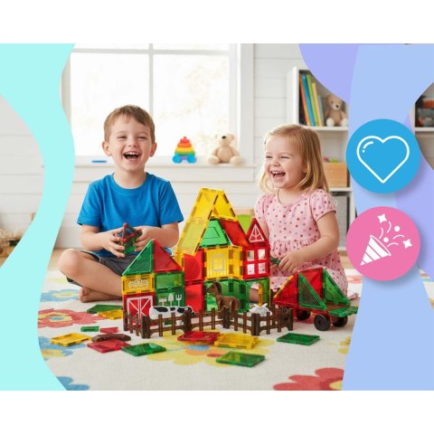 Klocki magnetyczne edukacyjne konstrukcyjne farma zwierząt RK-781 Ricokids