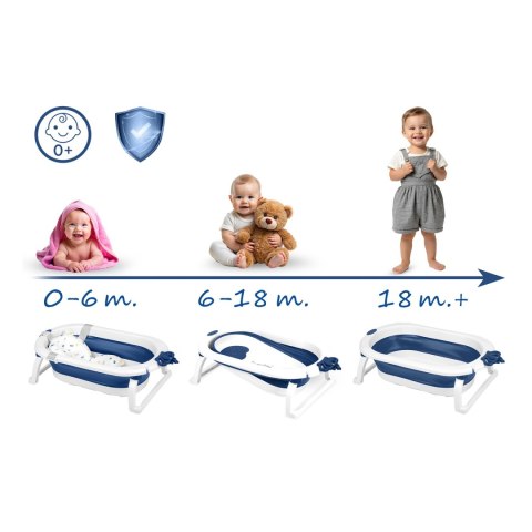 Wanienka składana dla dzieci, niemowląt z wkładką Ricokids RK-286 biało-niebieska