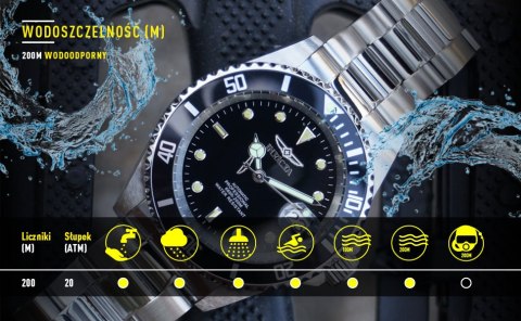 ZEGAREK MĘSKI INVICTA PRO DIVER 22021 - WODOSZCZLNOŚĆ 200m, koperta 43mm