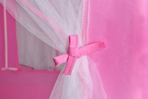 RÓŻOWY NAMIOT DO ZABAWY DLA DZIECI ZAMEK PAŁAC XXL Z FIRANKĄ I FALBANAMI