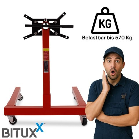 Stojak na silnik 570 kg obrotowy mobilny warsztatowy 4 koła 360°