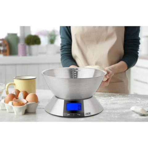 Waga kuchenna z miską, do 5 kg, 2,25 l, śred. 24 x 15,5 cm, szczotkowana stal nierdzewna