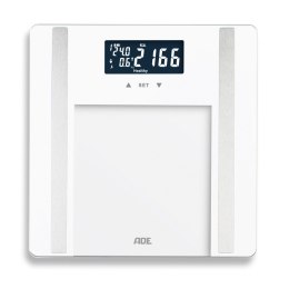 Waga łazienkowa z analizą masy ciała, do 180 kg, 30 x 30 cm, biała