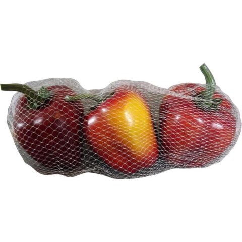 Czerwone Papryki w Siatce, 3 Sztuki, Wielkość 13x8cm